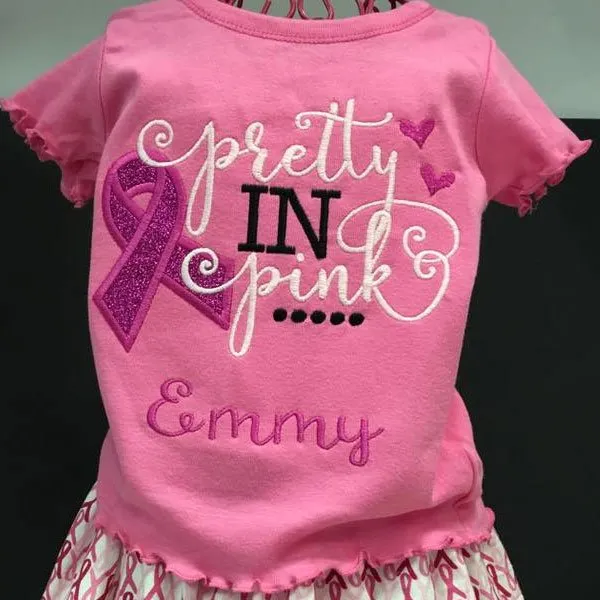 Pretty in Pink Embroidery Design T Shirt
