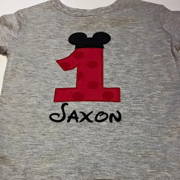 One Saxon Print on Gray Color T Shirt